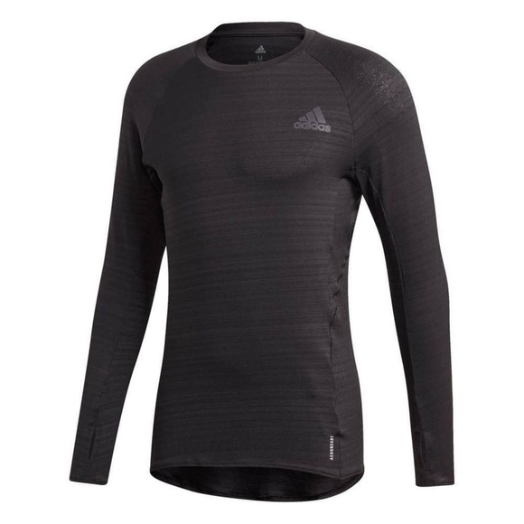 BRAND NEW men adidas runner running aeroready long sleeve black shirt size M - Picture 1 of 9